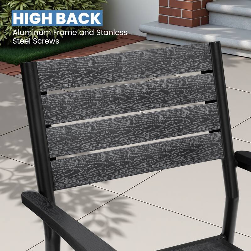 VredHom 7/9-Piece Outdoor Patio Aluminum Dining Table with Stackable Chairs Umbrella Hole