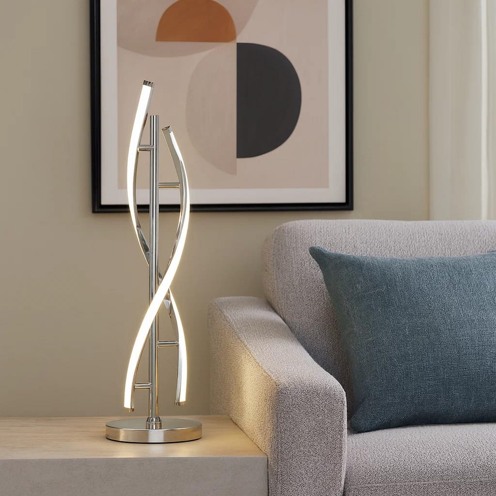 Jam 29 Inch Table Lamp, LED Light, Round Base, Accent Silver Metal Base