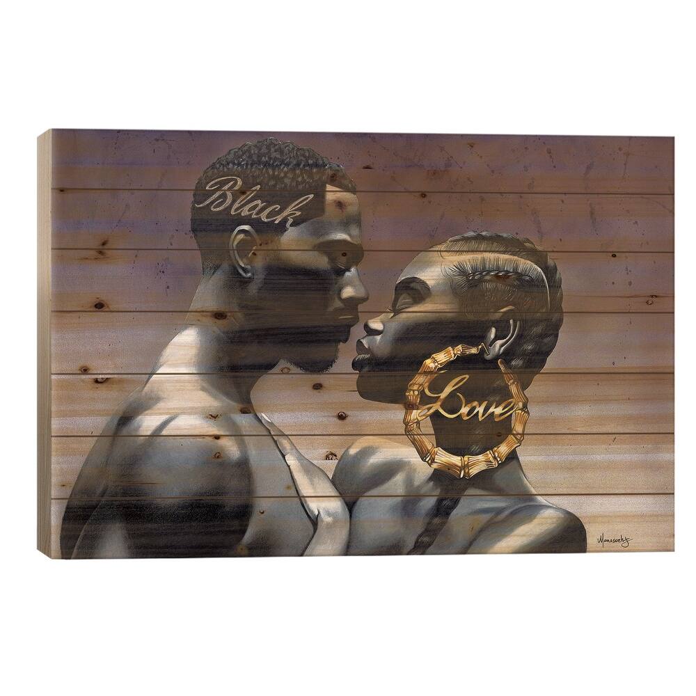 Black Love Print On Wood by Manasseh Johnson - Multi-Color