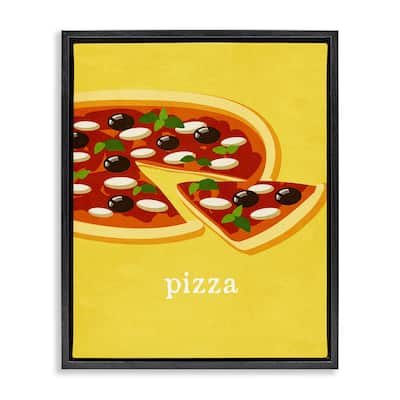 Stupell Delicious Pizza on Yellow Framed Floater Canvas Wall Art Design By Kim Allen