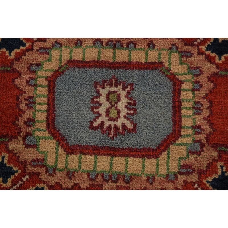 Orange Medallion Heriz Serapi Indian Rug Hand-Knotted Wool Carpet - 8'11"x 11'7"
