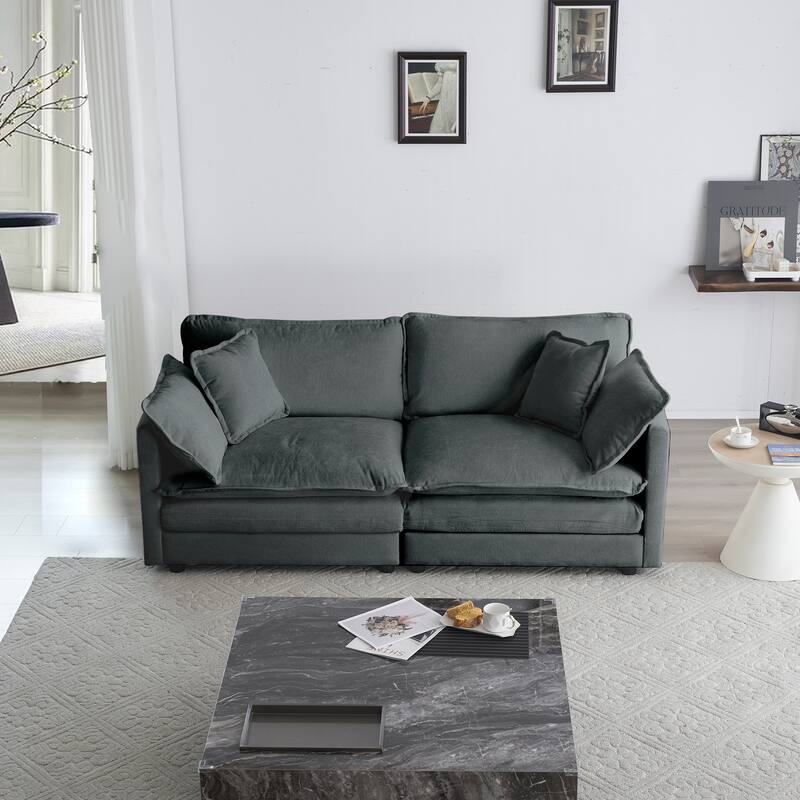 Modern Deep Seat Loveseat Sofa Couch with 4 Pillows