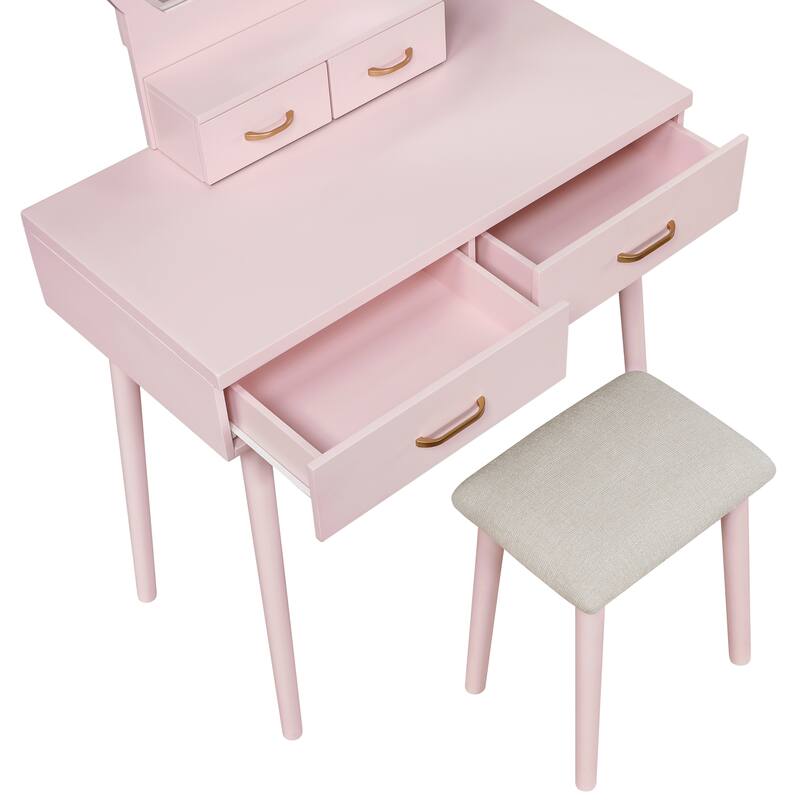 Beautiful Vanity Dresser with Mirror and Stool Set Storage Drawers Bedroom Furniture 1pc
