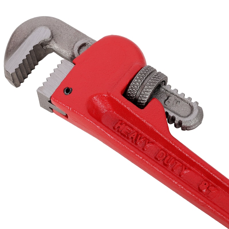 Anmytek 4 Piece Heavy Duty Straight Pipe Wrench Set 8 10 14 and 24 Inch Adjustable Alloy Steel Plumbing Tools for Plumbers - Red