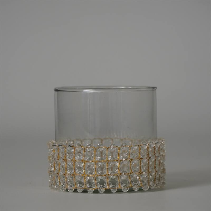 Candle Holder Wrapped in Transparent Fabric 3"x3"- A - TRANSPARENT WHITE