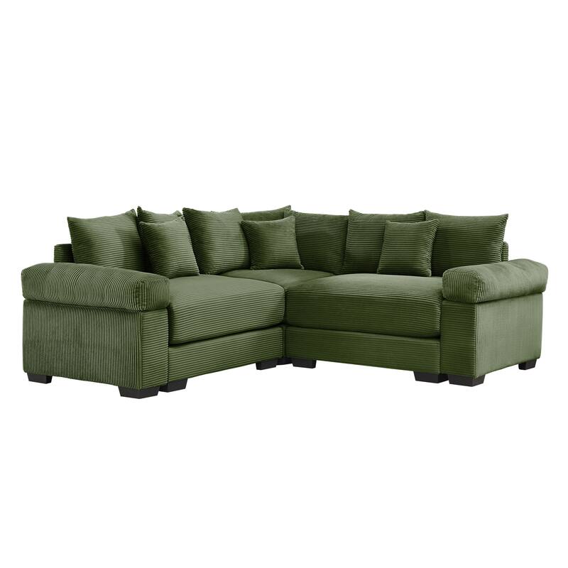 GDFStudio - Corduroy L-Shaped 3-Seater 79.1" Cloud Modular Sectional Couch