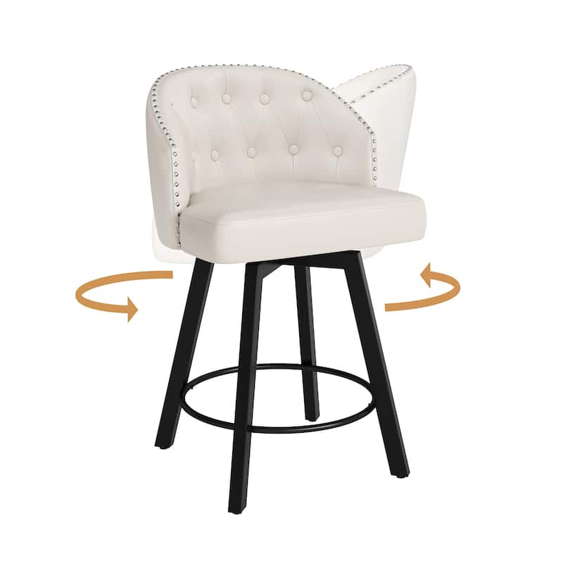 26" Swivel Counter Height Bar Stools Set of 3 Upholstered Counter Stools With Backs - 26" H