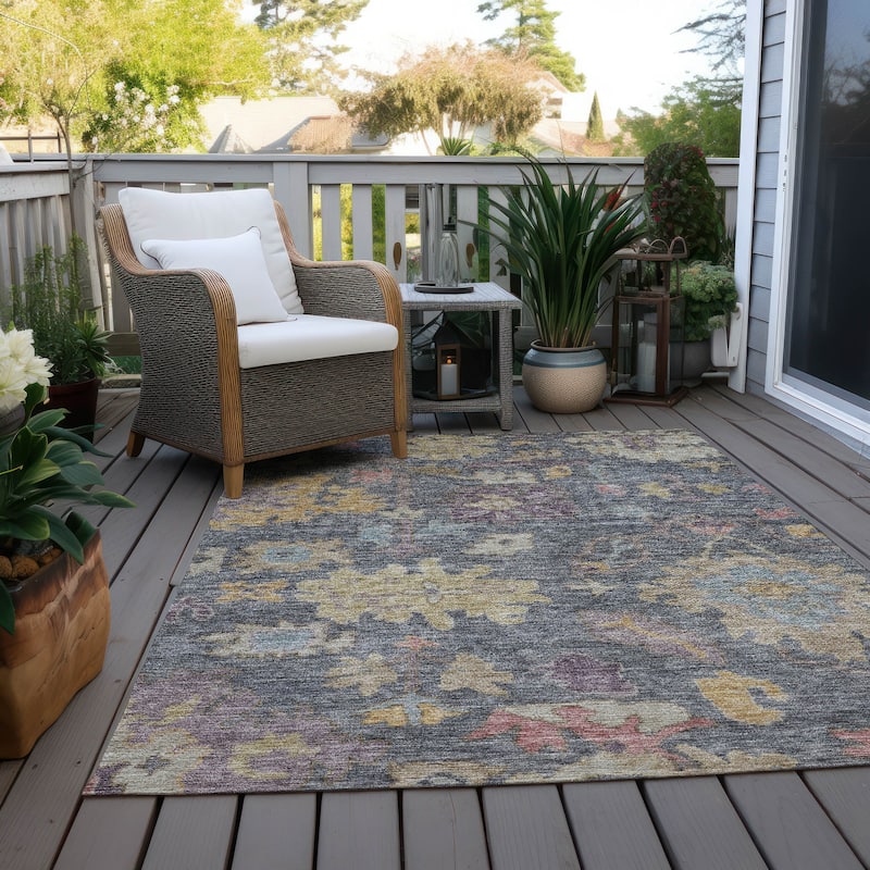 Machine Washable Indoor/ Outdoor Vintage Traditional Chantille Rug