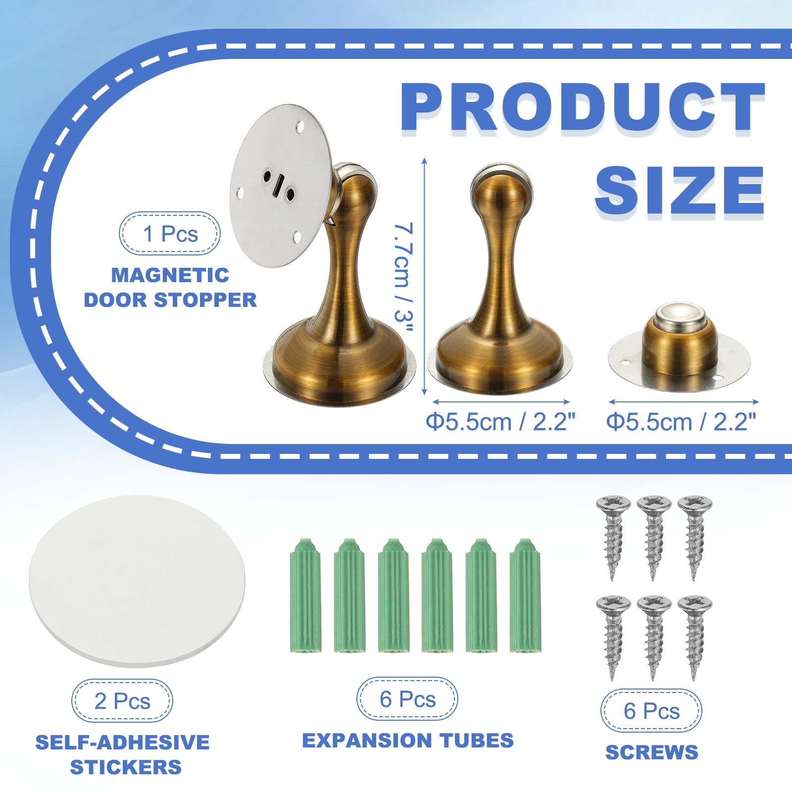 Magnetic Door Stopper, Stainless Steel Door Stop Catch, Silver