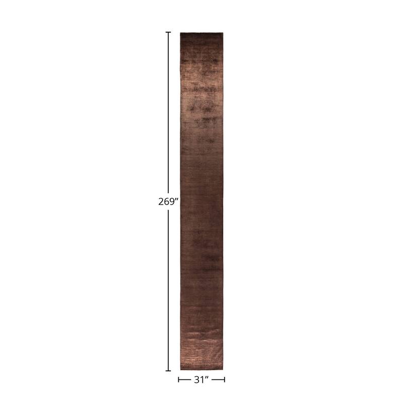 Fine Vibrance, One-of-a-Kind Hand-Knotted Runner Rug - Brown, 2' 7" x 22' 5" - 2' 7" x 22' 5"