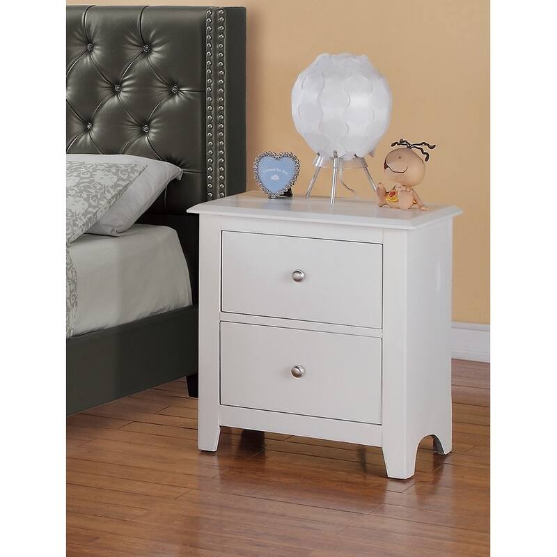 Modern Bedroom Nightstand,2 Drawers Bed Side Table Rubberwood