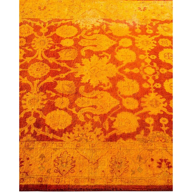 Overton Hand Knotted Wool Vintage Inspired Modern Contemporary Overdyed Gold Area Rug - 3' 2" x 5' 1"