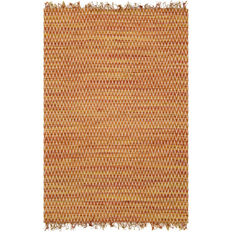 Alexander Home Hand-woven Jute Chevron Stitch Fringe Area Rug