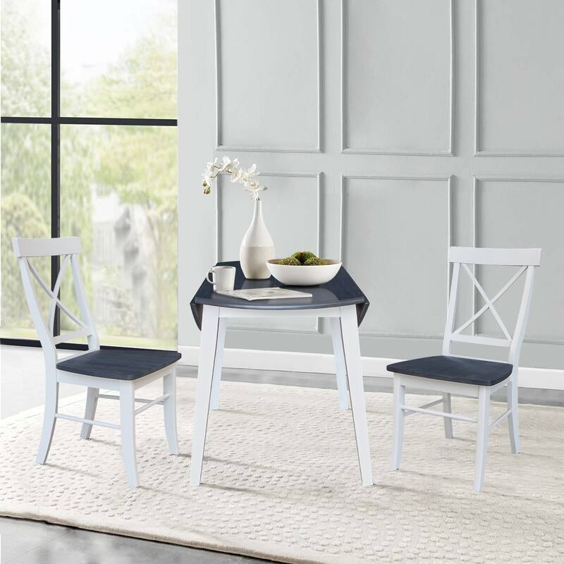 42" Solid Wood Round Dual Drop Leaf Table with Dining Chairs