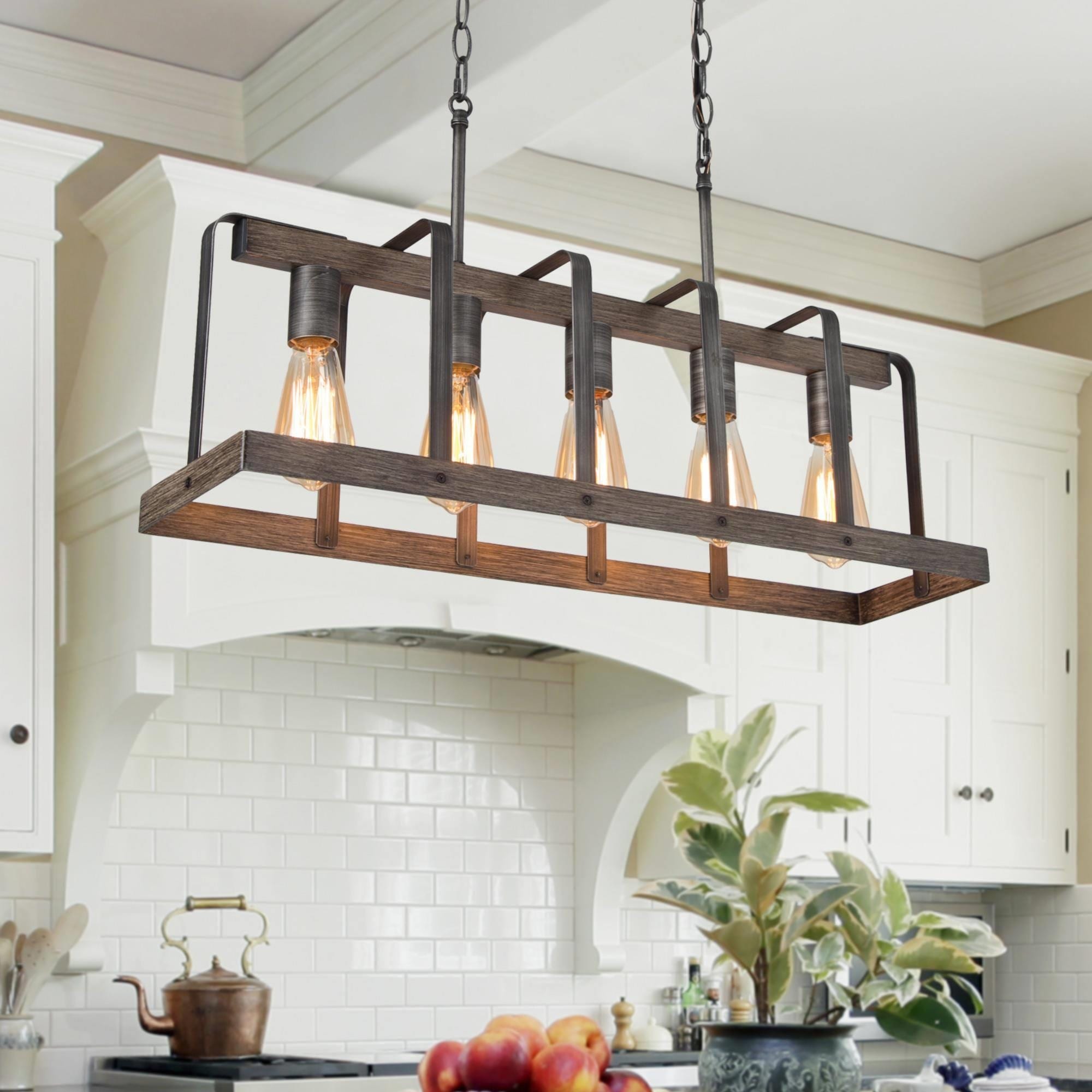 Modern Farmhouse 5-Light Linear Chandelier Island Lights - L28"*W7.1*H15.3"