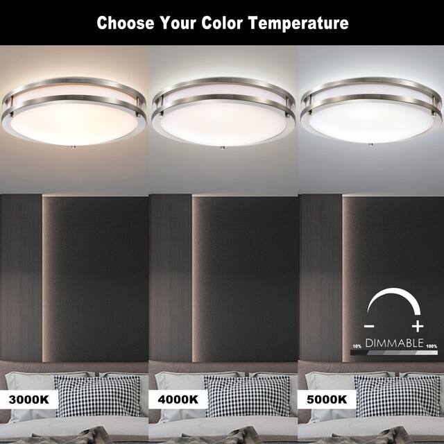 Dimmable LED Flush Mount Ceiling Light Selectable 3000K/4000K/5000K