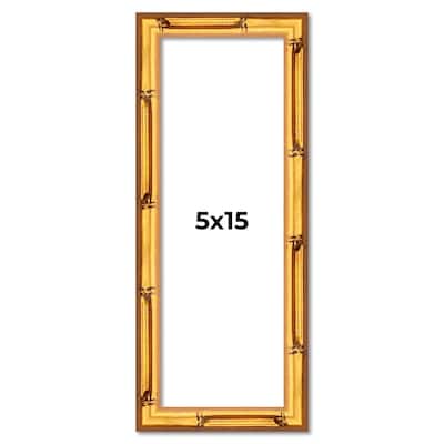5x15 Frame Gold Bamboo Solid Wood Picture Frame | 1 Inch Moulding