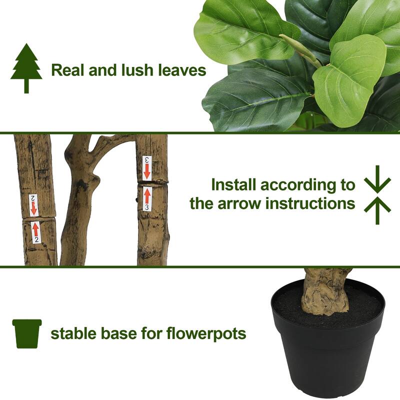 7FT Tall Artificial Banyan Tree Silk Plant - Large Faux Greenery with Natural Look Leaves, Potted Fake Tree, 1pc/set