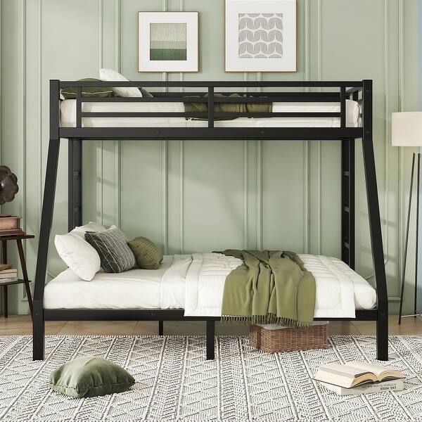 slide 2 of 8, Metal Twin XL over Queen Bunk Bed,Space-Saving/Noise Reduced Black - Twin XL