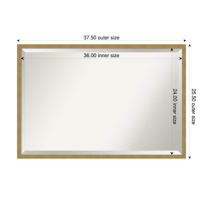 Incline Beveled Wood Framed Wall Mirror - 38 x 26 in - Incline Dark Gold
