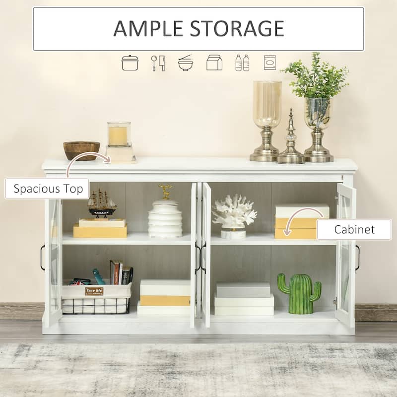 HOMCOM Rustic Kitchen Sideboard, Glass Door Buffet Cabinet, TV Stand with Adjustable Shelf for Dining Room - N/A