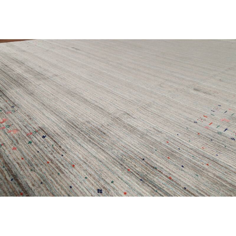 Striped Gabbeh Indian Area Rug Handmade Tribal Wool Carpet - 9'0"x 11'6"