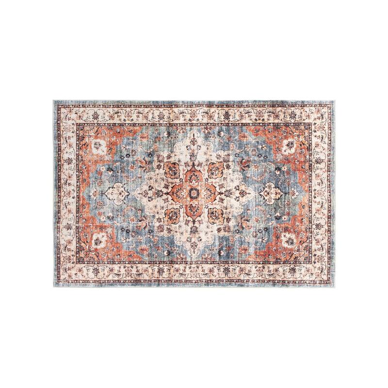 World Rug Gallery Traditional Distressed Washable Non Slip Area Rug