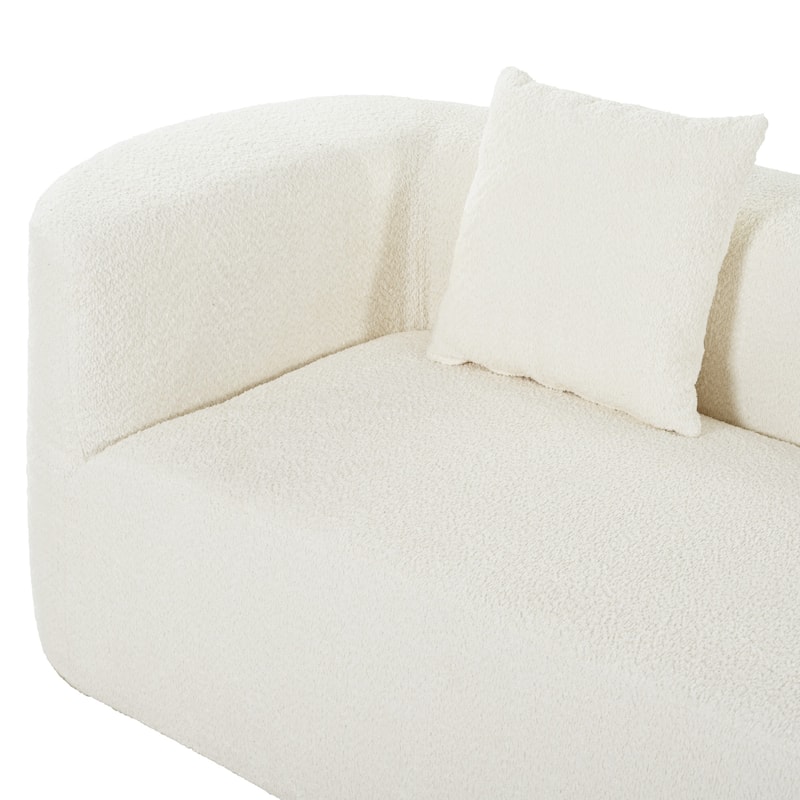 Curved Design Chenille Sectional Sofa, Modern Modular Couch with 4 Pillows, Plush Sponge and Spring Cushion, Sponge Sofa