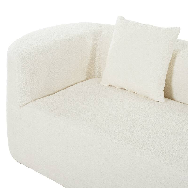 Modular Curved Sectional Sofa, Chenille Fabric Sofa with 4 Pillows, High-Density Compressed Sponge Deep Seat Sofa