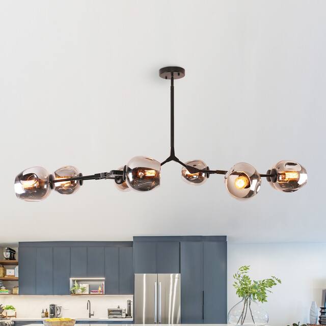 Belladepot Modern Full-angle Adjustable Chandelier with Smoked Glass Shades - 8 Light - Grey
