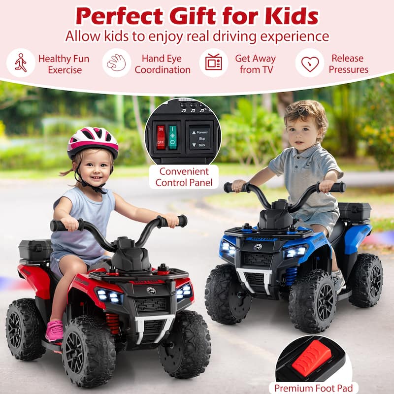 6V Kids Ride On ATV with Spray Function and Storage Box with Music - 27" x 16" x 17" (L x W x H)