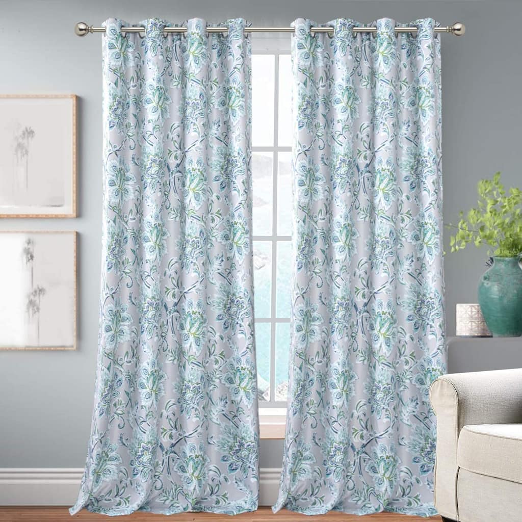 DriftAway Alyssa Jacobean Elegant Floral Leaves Pattern Window Curtain