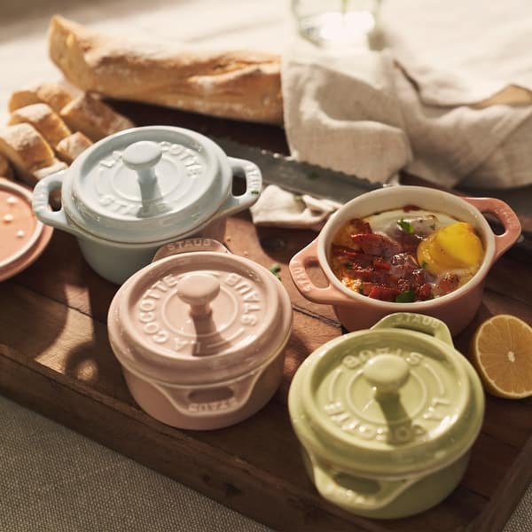 Staub Set 2 Mini Casseruole Ovali In Ceramica - 11 Cm - Colore Ciliegia - Adatte A Microonde E Forno