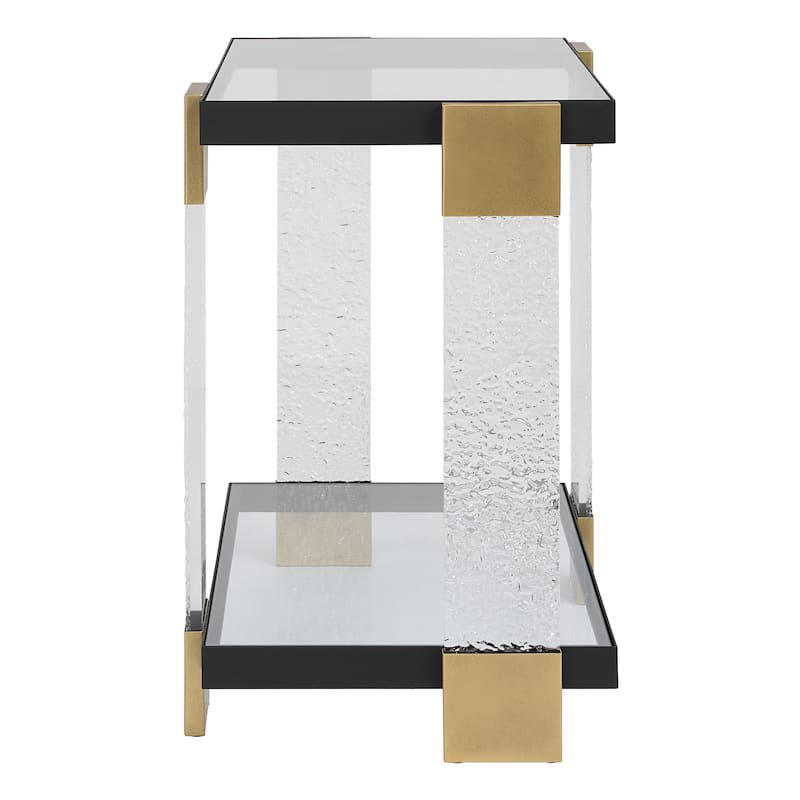 Tempered Glass Top Side Table - 25" - Satin Black