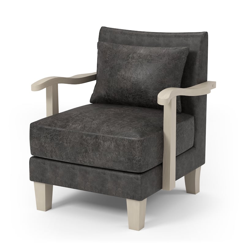 Perth Contemporary Dark Grey Faux Leather Accent Chair by Furniture of America