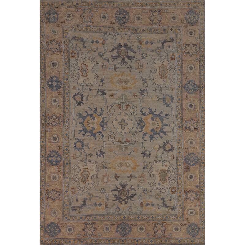 Oriental Vegetable Dye Oushak Turkish Area Rug Handmade Wool Carpet - 5'11"x 8'10"