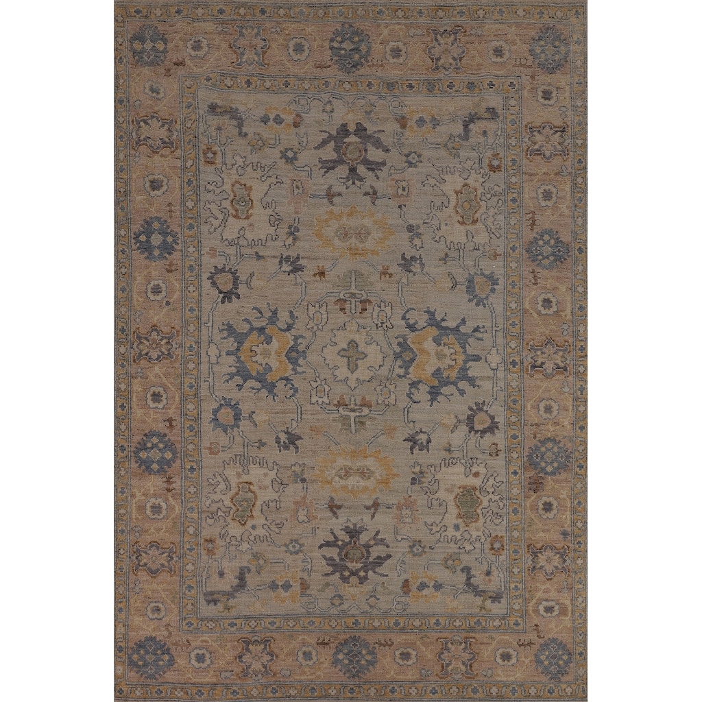 Oriental Vegetable Dye Oushak Turkish Area Rug Handmade Wool Carpet - 5'11"x 8'10"