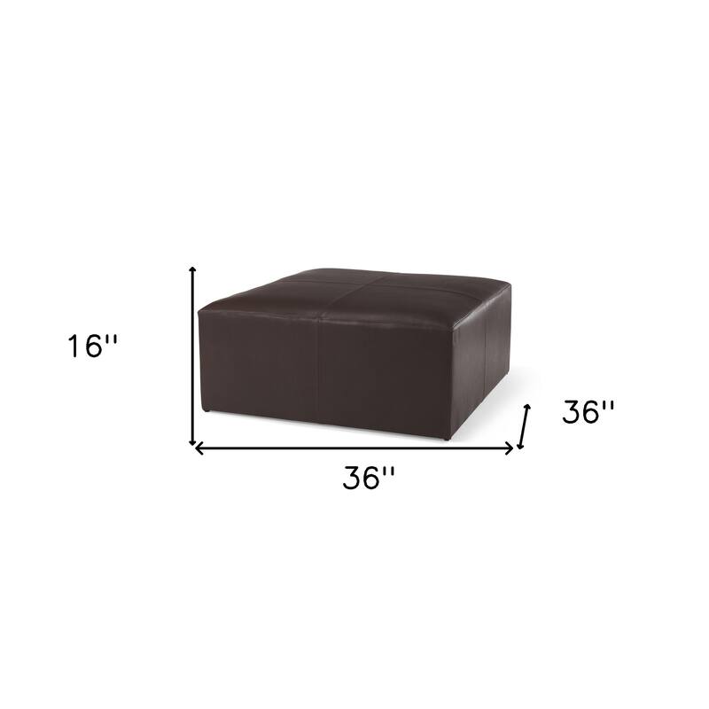 HomeRoots 36" Brown Plywood and Genuine Leather Cocktail Ottoman