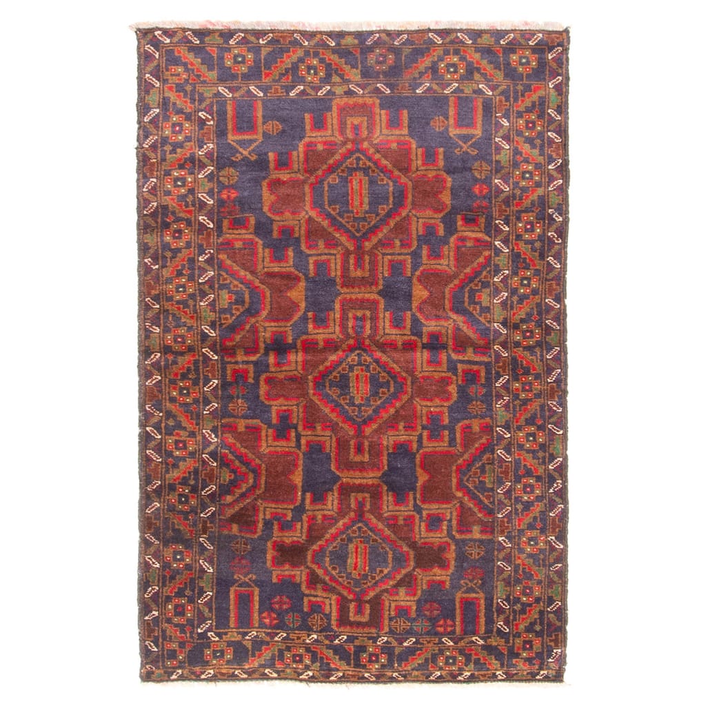 ECARPETGALLERY Hand-knotted Teimani Dark Navy Wool Rug - 2'8 x 4'2