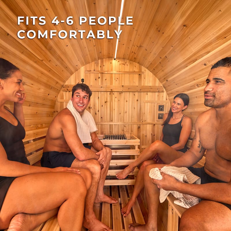 Backyard Discovery Paxton 4-6 Person Outdoor Barrel Sauna, 9kW Heater