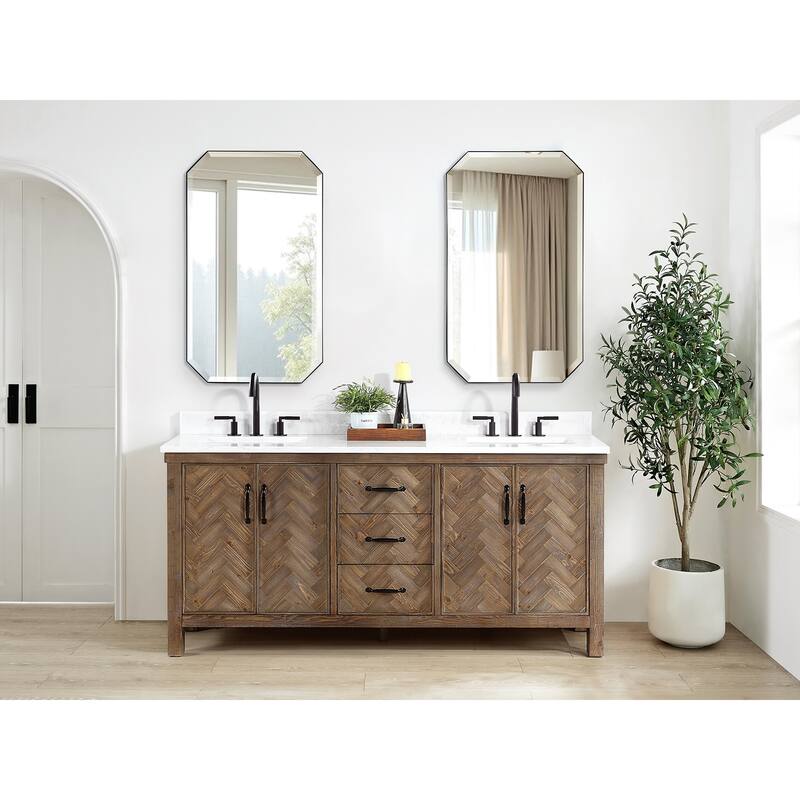 Javier Bath Vanity with Composite Stone Top and Mirror