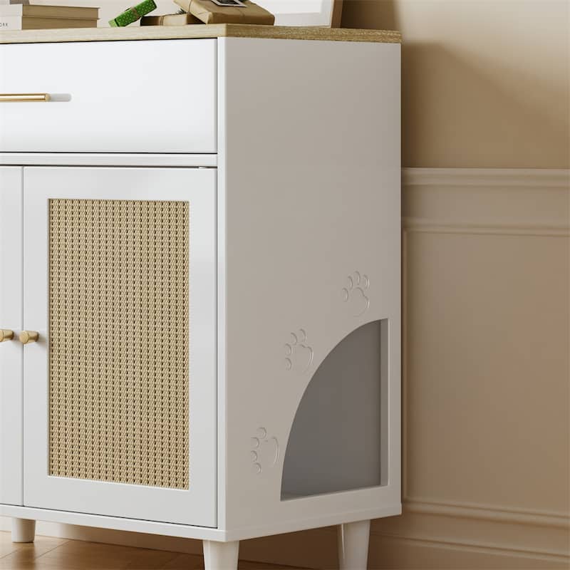 Cat Litter Box Enclosure with Scratch Pad,Hidden Litter Box Furniture