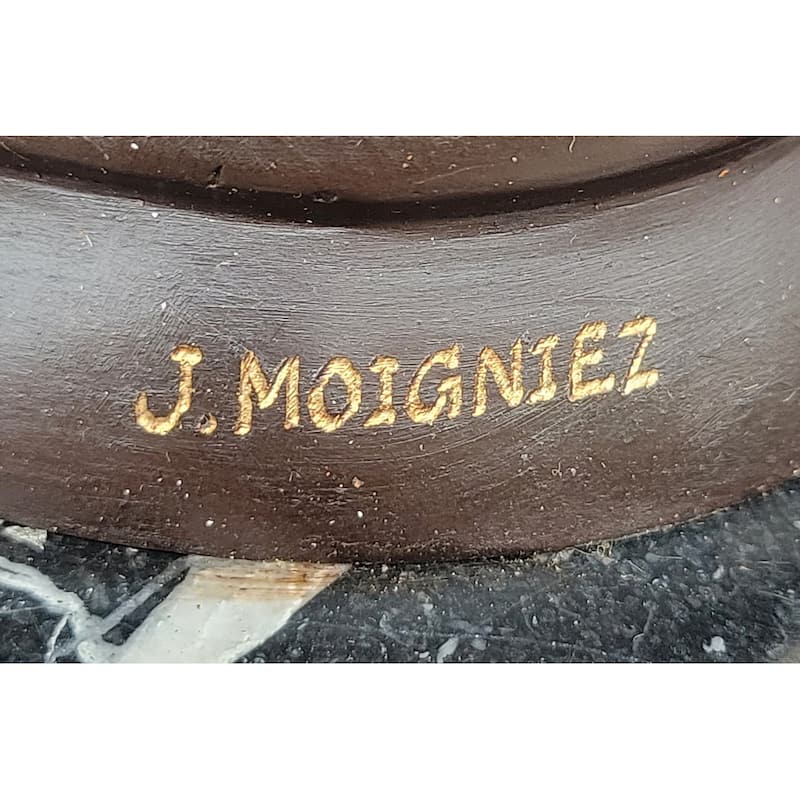 Signed Moigniez Eagle Catch Fish Bronze Sculpture Multi Color Patina Figurine 24 Inches X 13 Inches