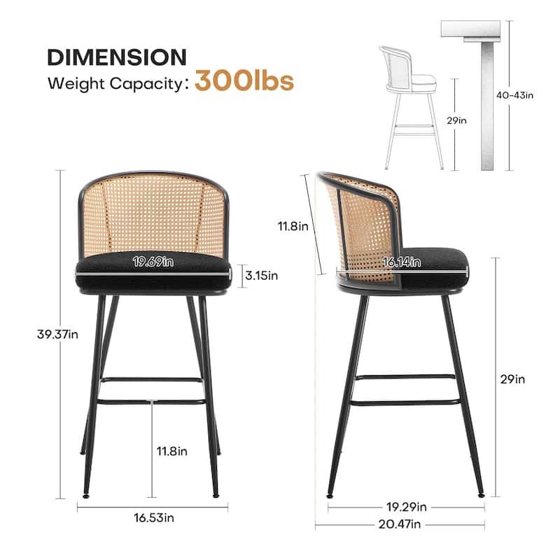 26"/29" Rattan Upholstered Bar Stool /Counter Stools Set of 2/3/4
