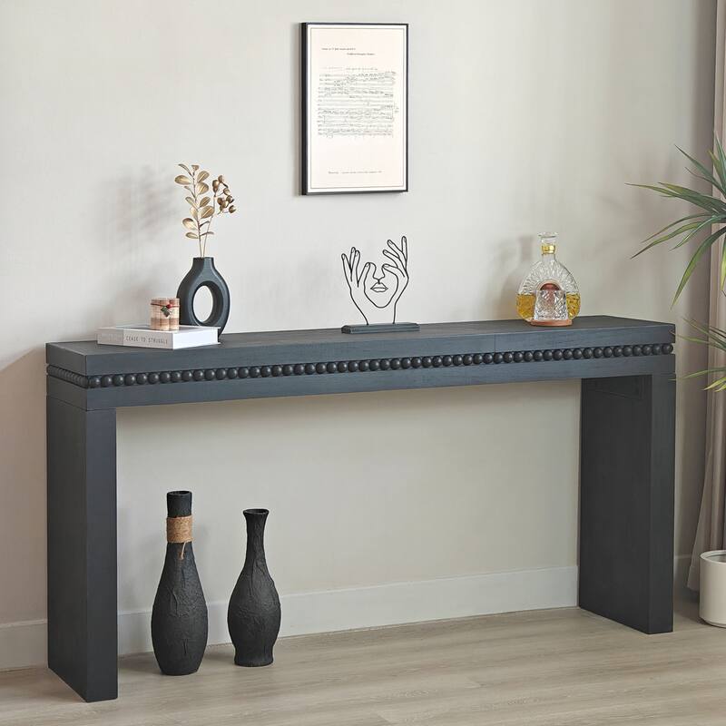 Wood Decorative Table Entryway Table Console Table - Black Wood