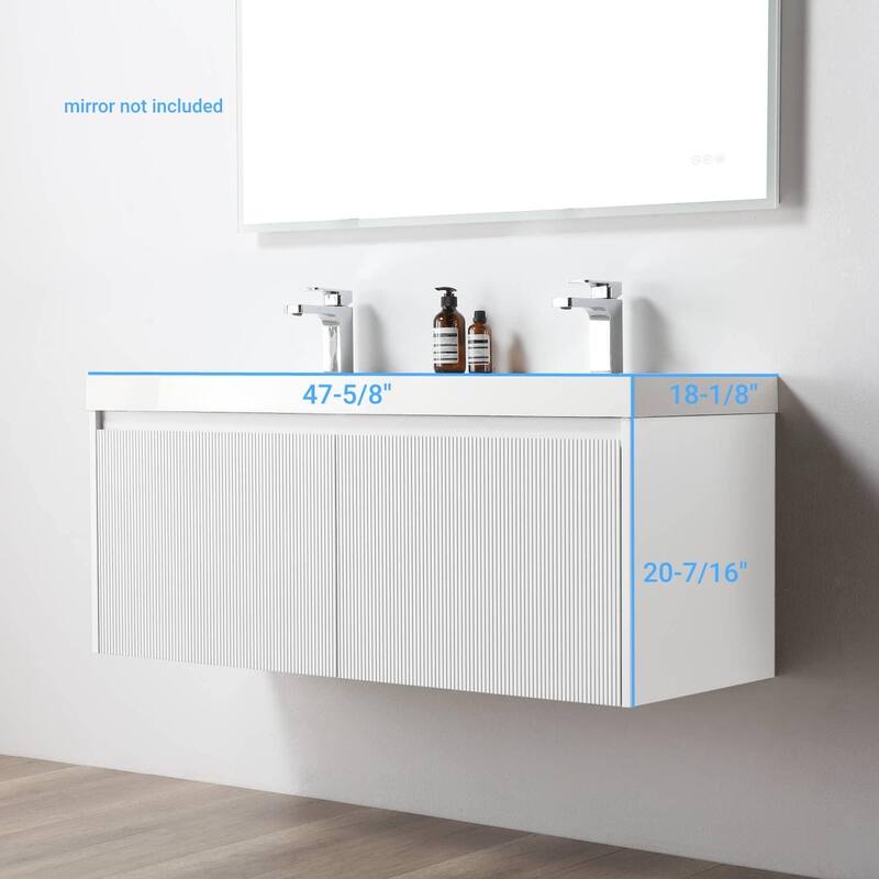 Blossom Positano 48" Floating Double Sink Vanity with Acrylic Top