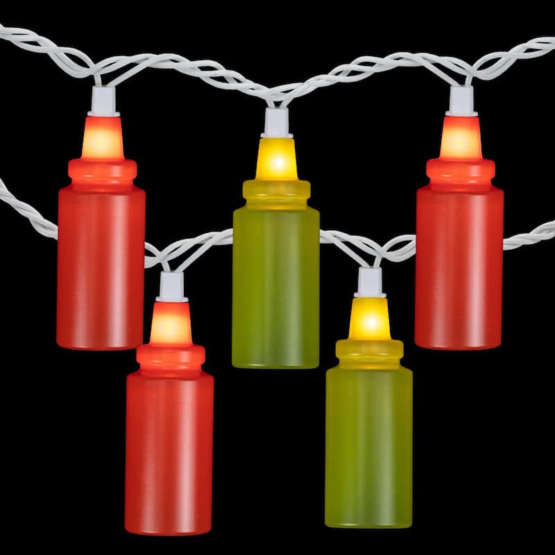 Ketchup and Mustard Squeeze Bottles Patio Light Set - 6' White Wire - 10ct - 102"