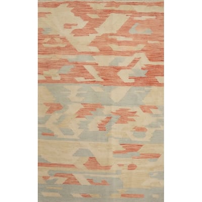 Hand Woven Oriental 100% Wool Carpet Southwestern Modern Multi-Colored Kilim Area Rug - 5' 1'' X 3' 5''