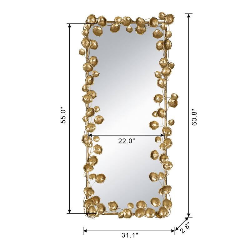 Wall Mirror with Golden Leaf Accents,Designed by CUSchoice