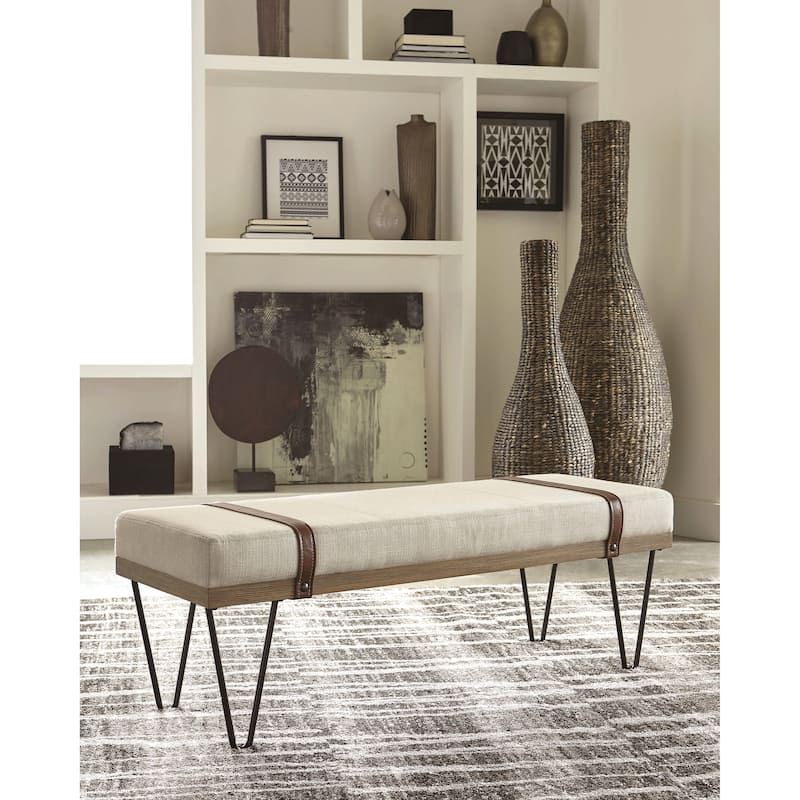 Modern Industrial Inspired Design Accent Bench with Hairpin Legs